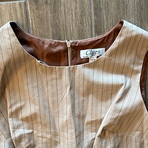 Clues Women's Tan Pinstripe Dress